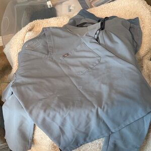 Figs Light Blue V-Neck Scrubs set with Chest Pocket